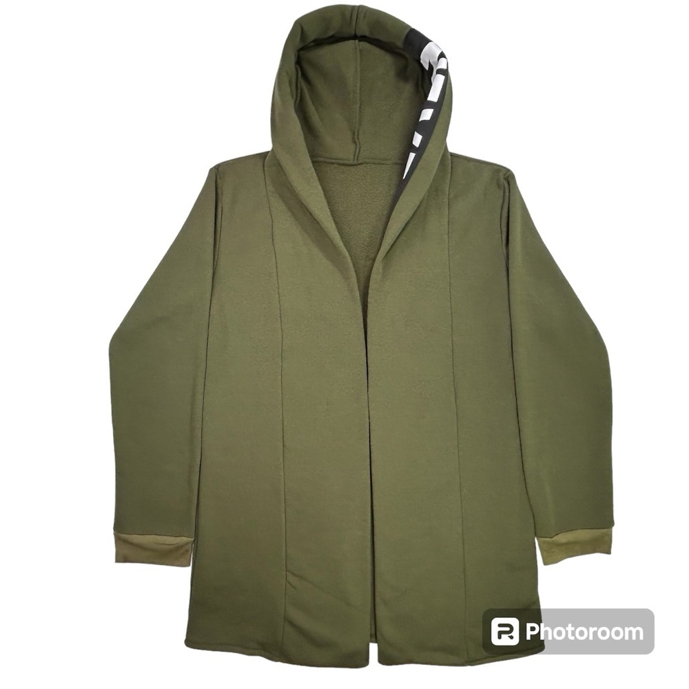 SHEIN "Never Give Up" Hooded Coatigan Size Small - Picture 2 of 14